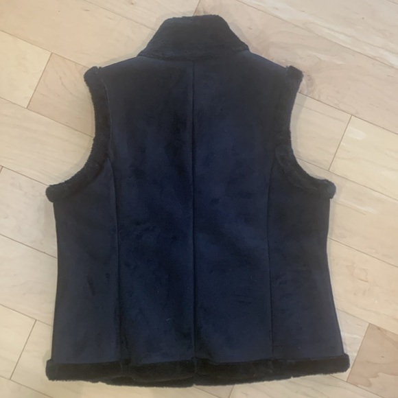 Cold Water Creek black fur trim vest Large 14-16 - Picture 2 of 5